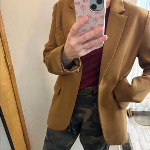 FRNCH Paris Oversized Camel Wool Blend Blazer